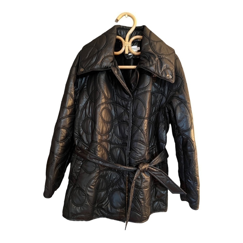 Hillary‎ Radley New York black polyester belted coat oversized M